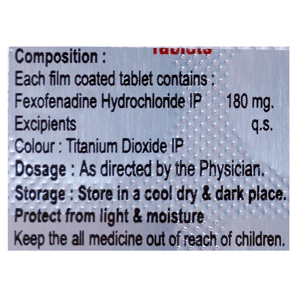 FEXOFENADINE HYDROCHLORIDE 180 MG